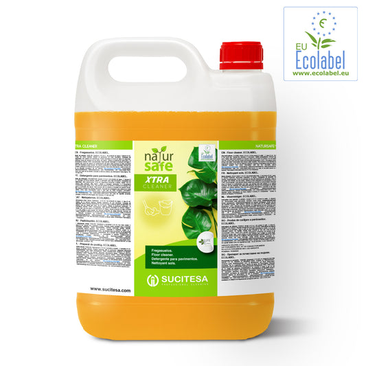 Detergente Pavimentos Neutro Ecológico 5 Litros | NATURSAFE XTRA CLEANER em embalagem de produto concentrado para uso profissional
