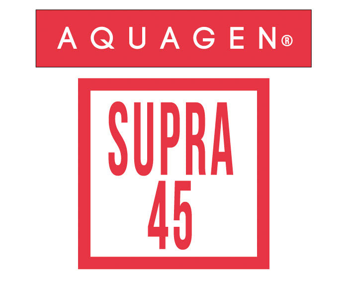 Logótipo do Aquagen Supra 45, secante abrilhantador para máquina da loiça.