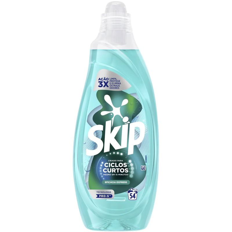 Garrafa de Detergente Líquido de Máquina da Roupa SKIP CICLOS CURTOS Eficácia Express 54 Doses