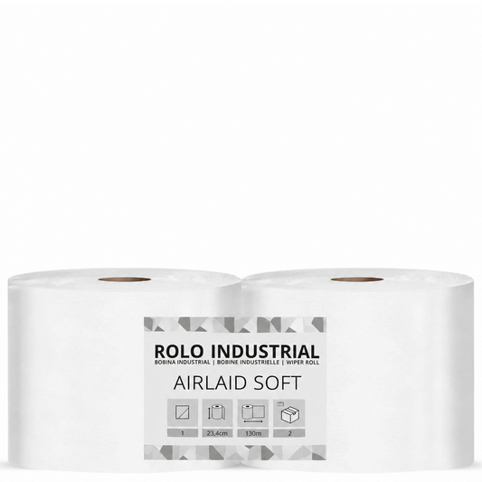 Papel Rolo Multiusos Industrial Airlaid 130M (Pk2)