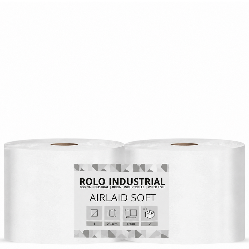 Papel Rolo Multiusos Industrial Airlaid 130M (Pk2)
