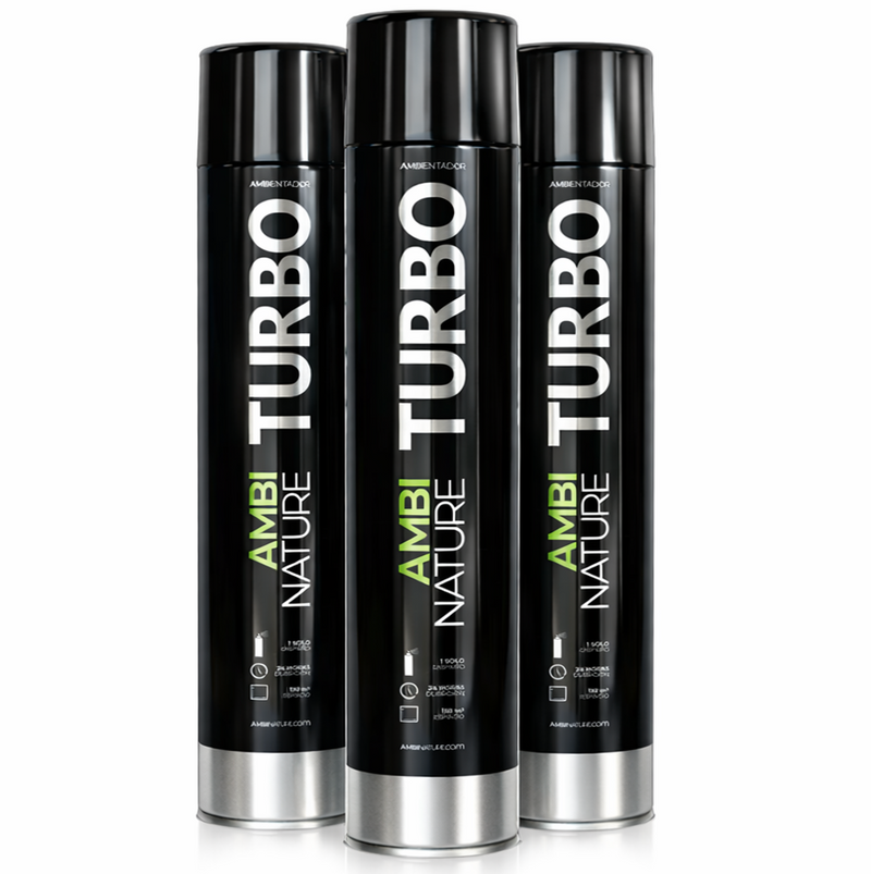 Ambientador Spray de Grande Descarga 750ml | AMBINATURE TURBO em frascos prontos para uso profissional.