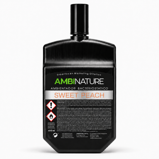 Ambientador Bacteriostatico Recarga SWEET PEACH da AMBINATURE, embalagem de 610 ml