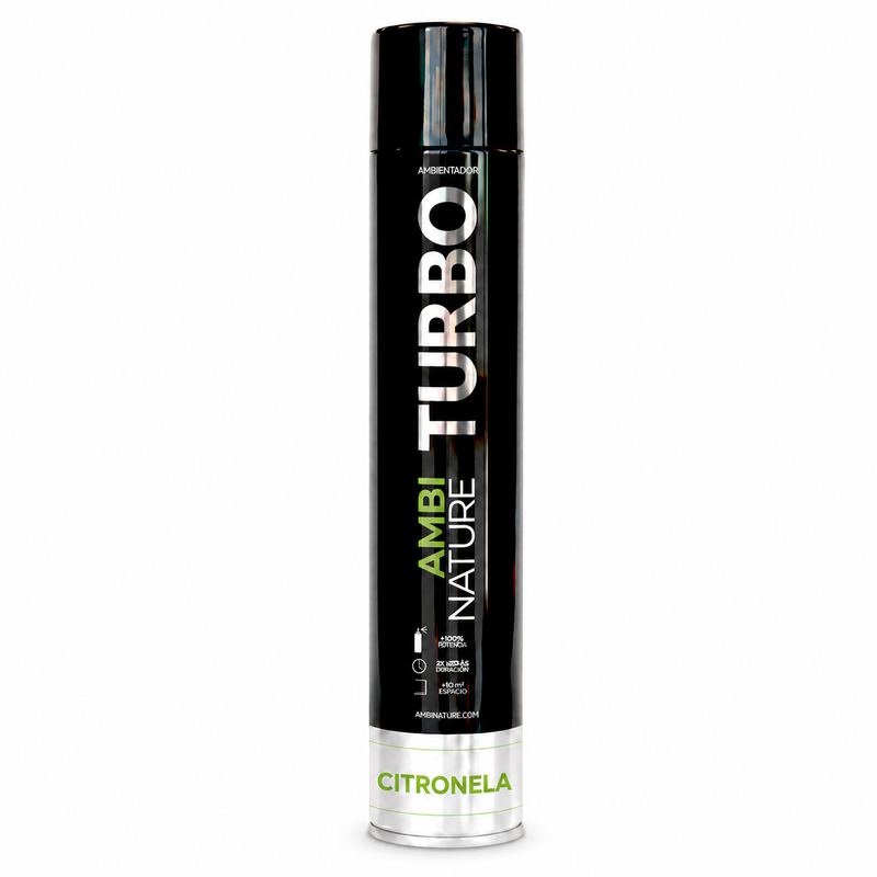 Ambientador Spray Repelente de Grande Descarga Citronela na embalagem de 750ml, AMBI NATURE TURBO.
