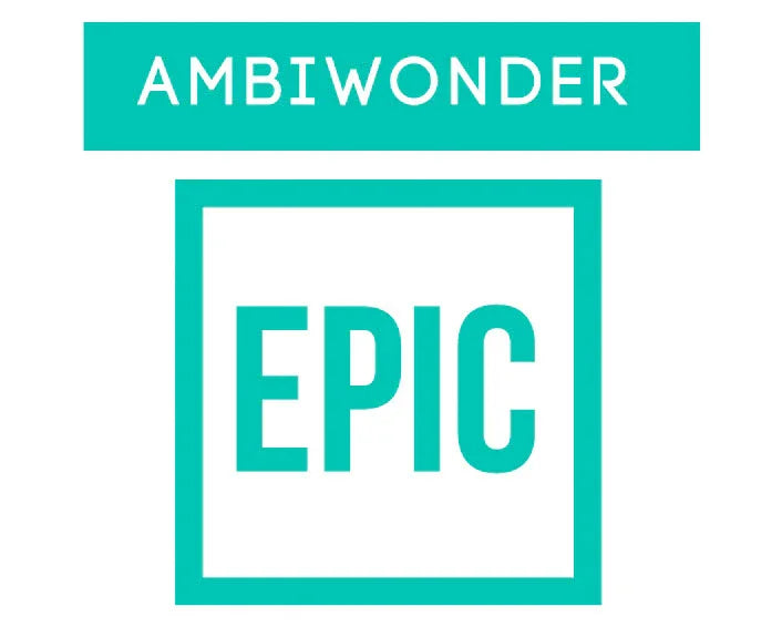Logotipo da Ambiwonder Epic, destacando a marca e o produto desodorizante.