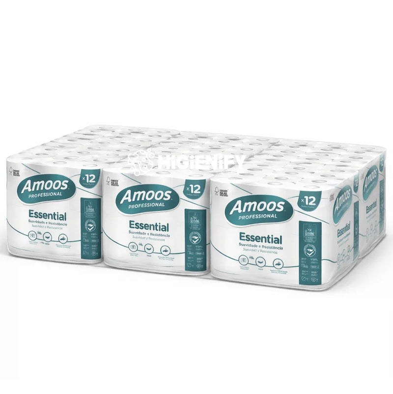 Papel Higiénico 2F Amoos Essential 24 Metros | Saco com 108 Unidades, ideal para uso profissional e doméstico, hotéis e escritórios