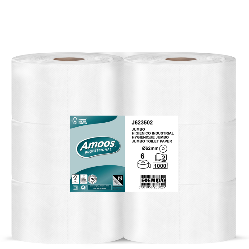 AMOOS PROFESSIONAL Papel Higiénico Rolo Jumbo Maxi Folha Dupla 350 Metros Pack 6 Rolos 1000 Serviços Profissional Empresas RENOVA JOKER