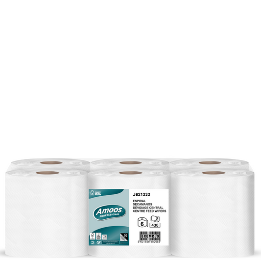 AMOOS Rolo Papel Limpeza Multiusos Espiral Zeta Mecha Chaminé 125 Metros Pack 6 Rolos Cozinhas Escolas Empresas Comércio RENOVA JOKER