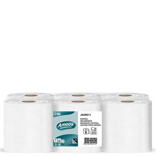 AMOOS Rolo Papel Limpeza Multiusos Espiral Zeta Mecha Chaminé 90 Metros Pack 6 Rolos Cozinhas Escolas Empresas Comércio RENOVA JOKER