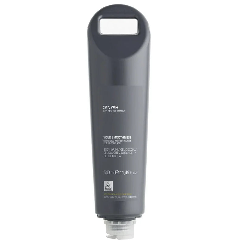 Gel de Banho Ecológico ANYAH Swing-Me 340ml com a inscrição 'Your Smoothness", formato amenities, perfeito para hotéis e alojamentos locais