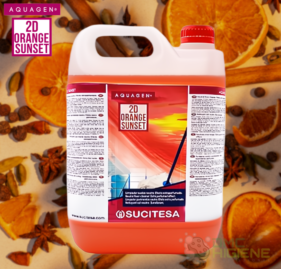 AQUAGEN 2D ORANGE SUNSET Detergente Pavimentos Neutro Extra Perfumado Garrafao 5 litros