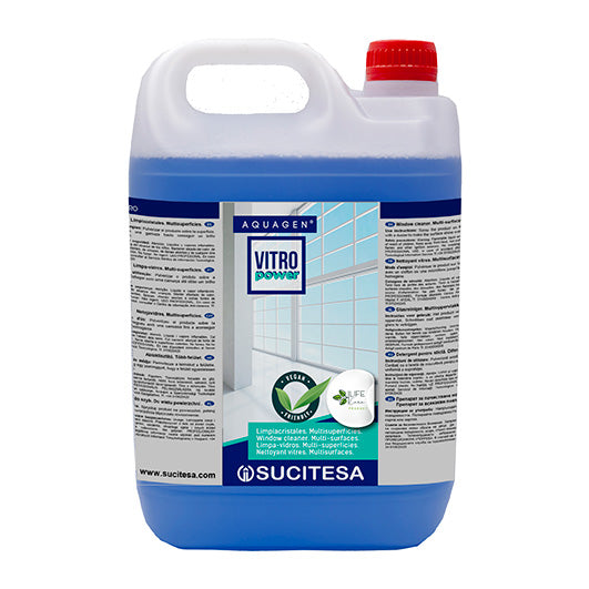 Detergente Limpa Vidros e Superfícies Alcalino 5 Litros da AQUAGEN VITRO POWER em embalagem de 5 litros.