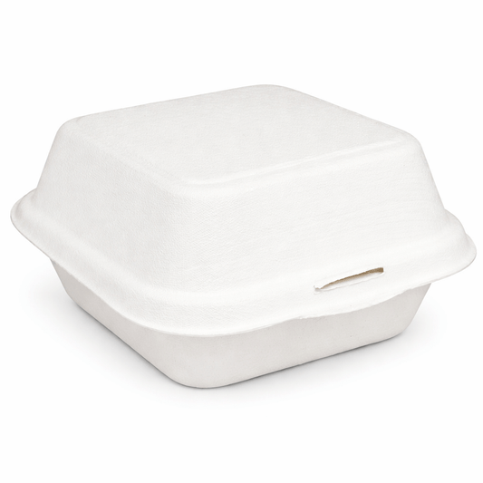 Caixa para Hambúrguer em Cana de Açúcar, descartável e prática para take away, 450ml, Pack 50un.