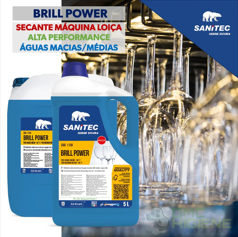 Imagem promocional de Garrafão de Secante Abrilhantador para Máquina da Loiça 5 Litros da marca SANITEC BRILL POWER