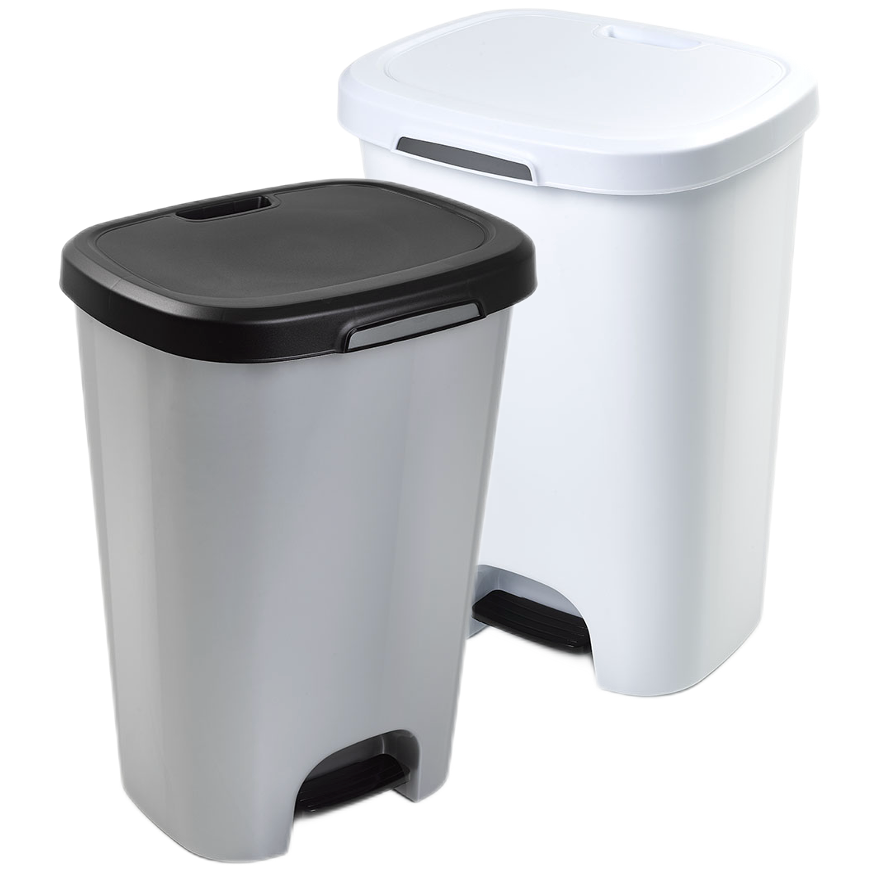 DELFI LITE BLCP Balde Lixo Contentor com Pedal 50 Litros Branco Cinzento Preto Profissional Empresas