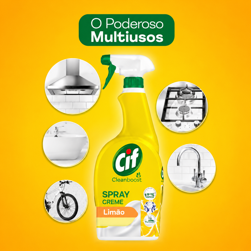 Spray de Limpeza Cif Cleanboost Creme Limão