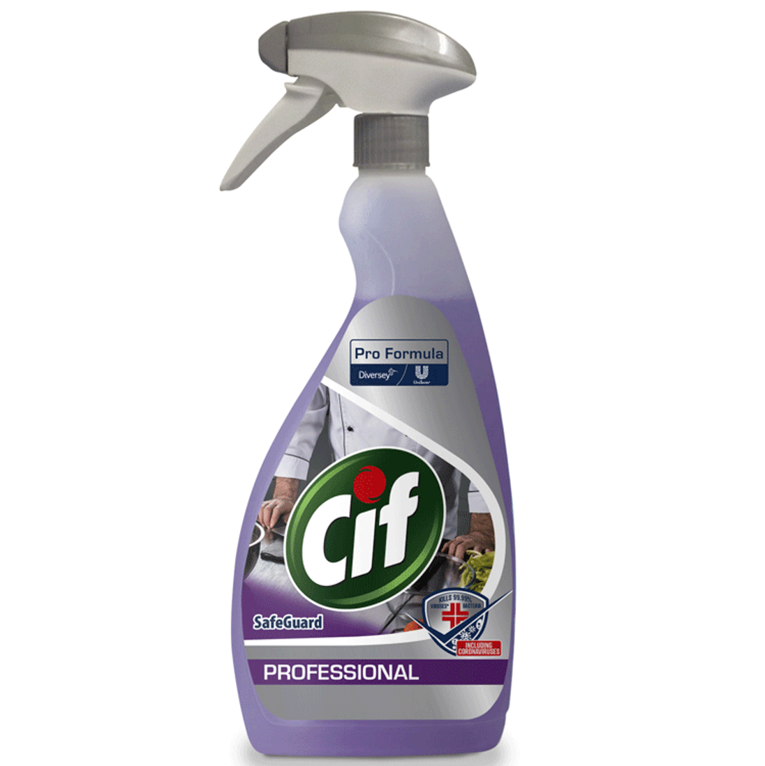 CIF PRO SAFEGUARD 2in1 Detergente Desinfetante Concentrado Profissional 2em1 Spray 750ml Empresas Cozinhas