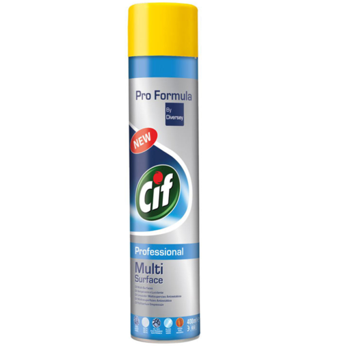 CIF PRO MULTI SURFACE Spray Limpeza Multisuperfícies Anti-Estático Perfumado Aerossol 400ml Profissional Empresas