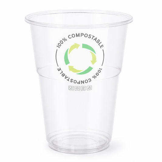 Copo de PLA Compostável Transparente 350ml com símbolo de compostabilidade