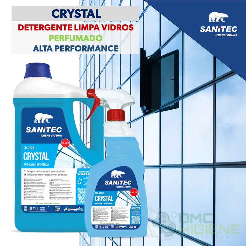 imagem promocional de Detergente Limpa Vidros e Superfícies de Alta Performance da marca SANITEC CRYSTAL