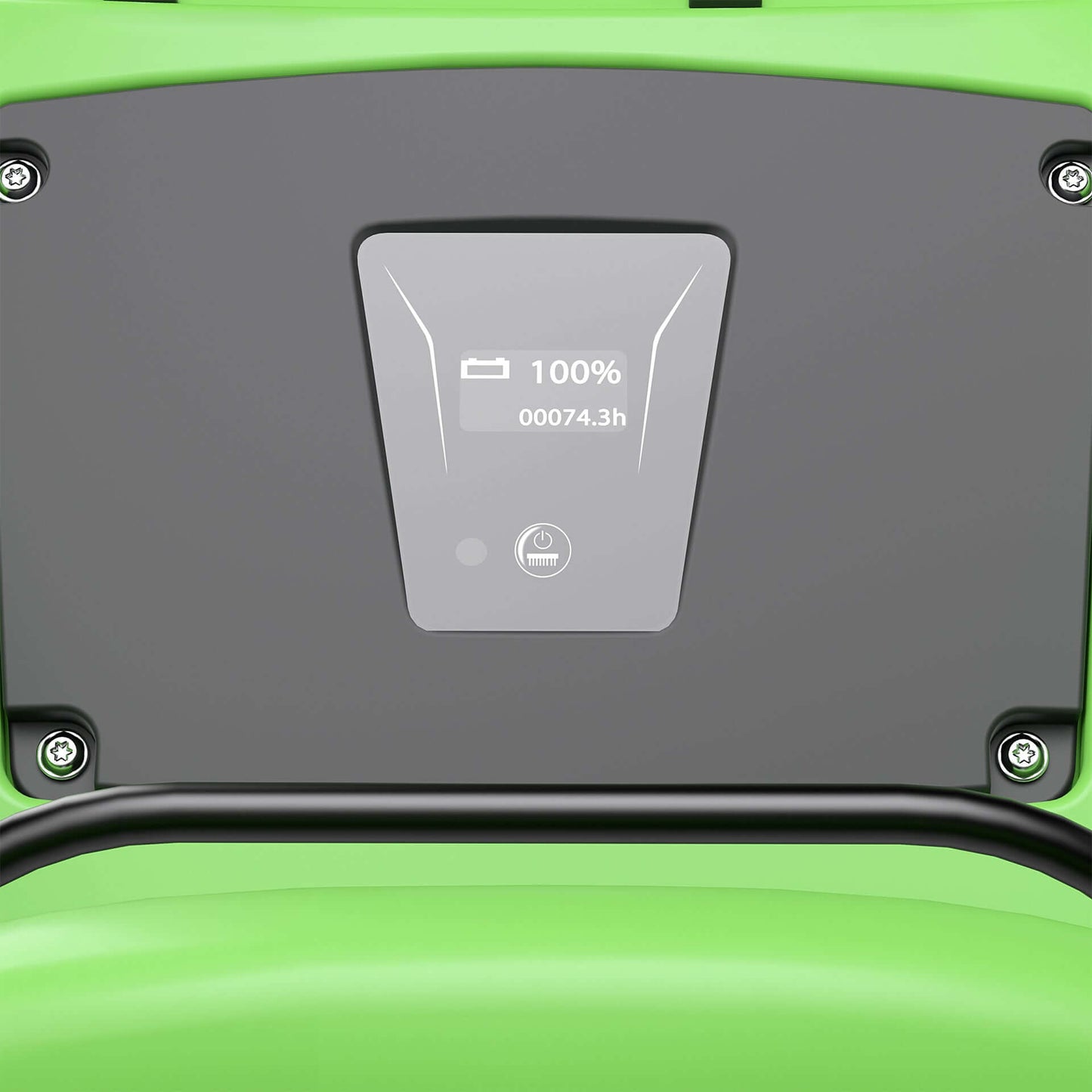 Interface digital da Máquina Lavadora de Pavimentos IPC CT40 MK2 mostrando carga da bateria e horas de uso
