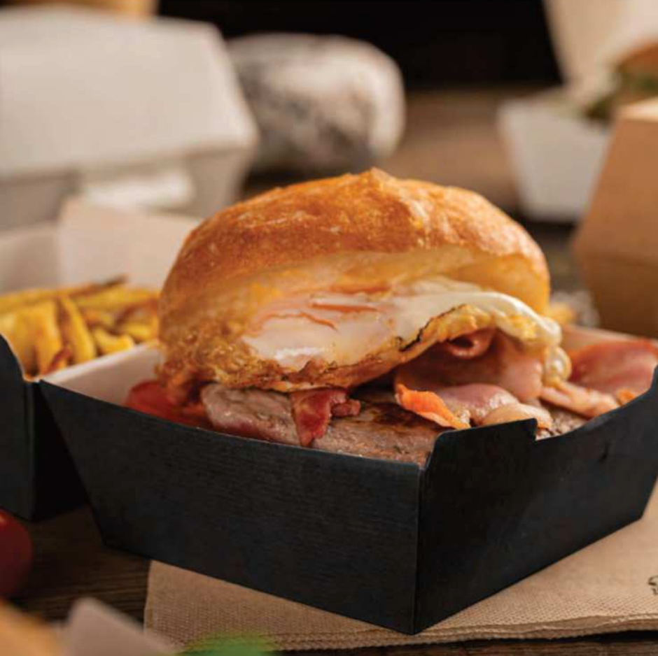 Caixa Hamburger Take Away Kraft Preta Concha Garcia de Pou THEPACK