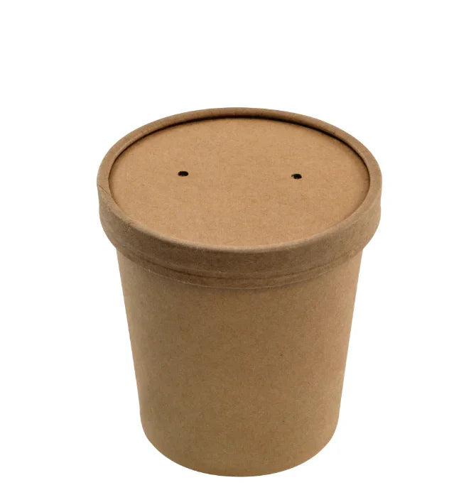 Embalagem Sopa 480ml Take Away com Tampa Kraft Embalagem Redonda Sopeira Restaurantes Churrasqueira
