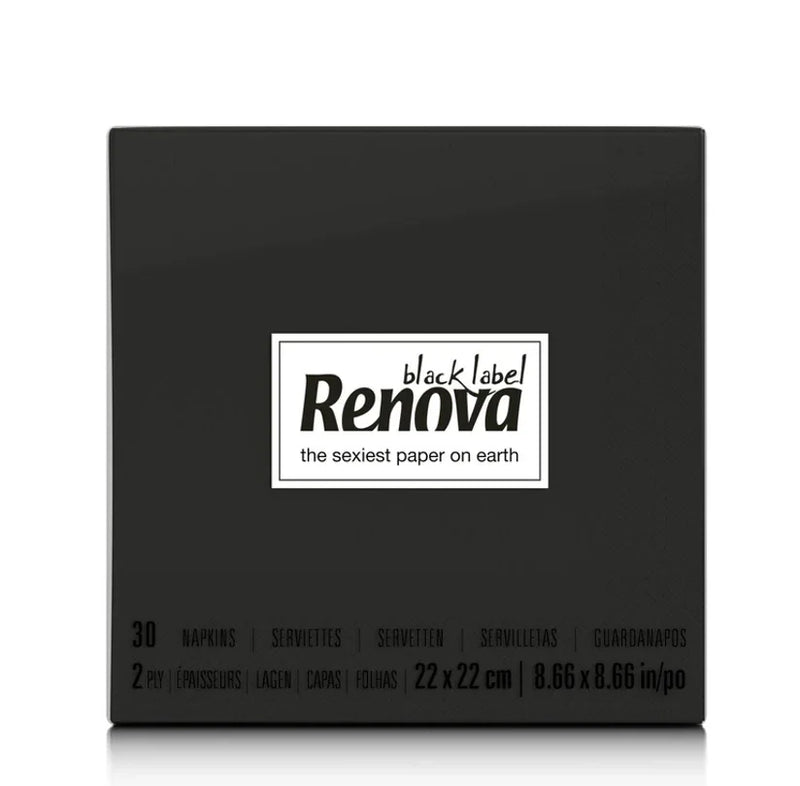 Renova Black Label Cocktail Guardanapo Bar Preto Folha Dupla 22x22cm Caixa Restaurante 