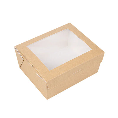 Caixa de Cartão Take Away Kraft com Janela 780ml (50un) em kraft com janela transparente.