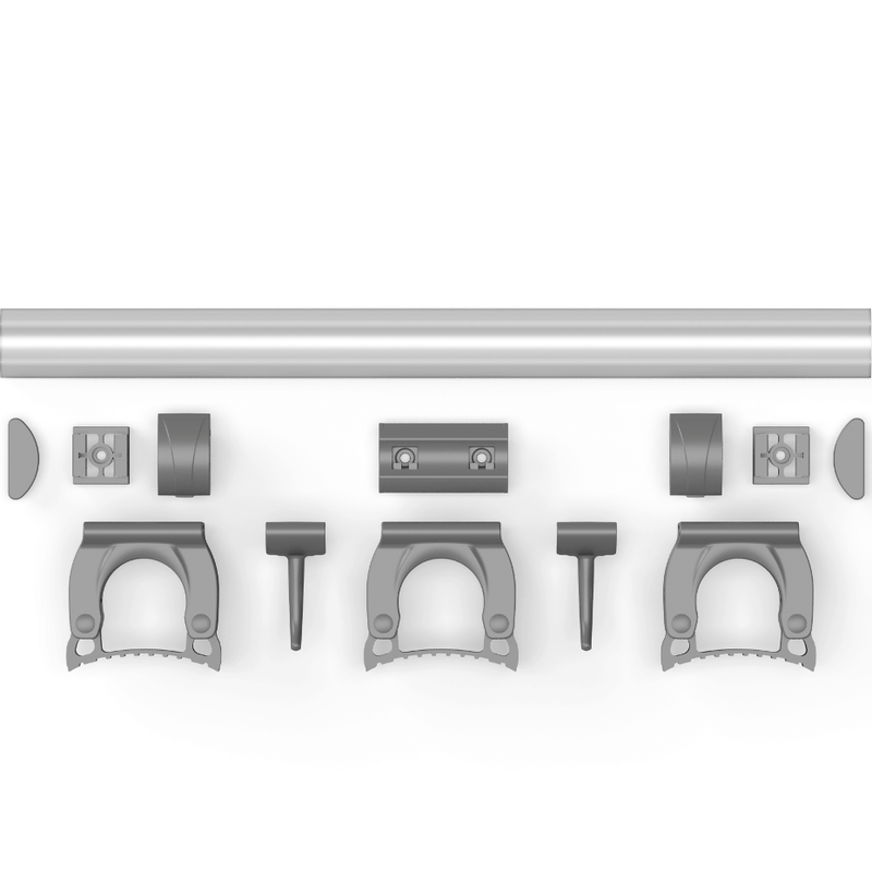 peças do Suporte Modular de Parede para Utensílios de Limpeza