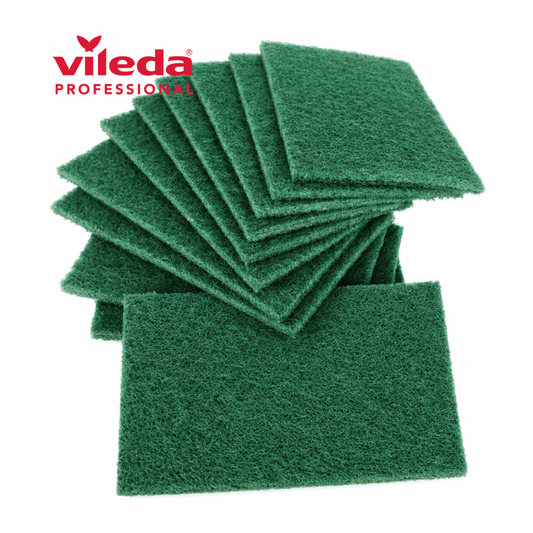 Esfregão Verde Vileda Profissional | Pack de 10 unidades de esfregões abrasivos para limpeza eficaz.