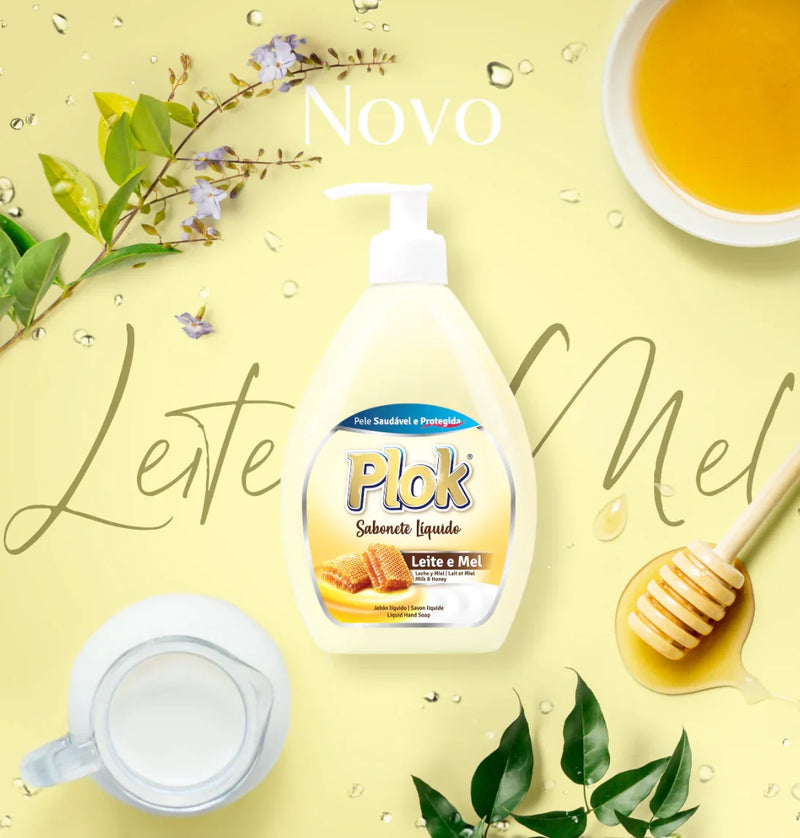 Sabonete Líquido Leite e Mel com Doseador | 600ml | PLOK | Produto novo com aroma agradável e suave