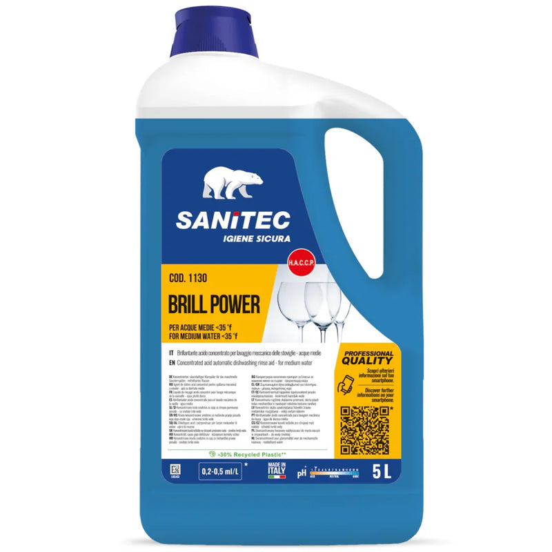 Garrafão de Secante Abrilhantador para Máquina da Loiça 5 Litros da marca SANITEC BRILL POWER