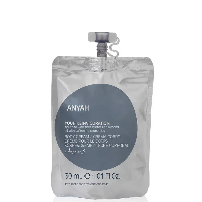 Loção Hidratante Corporal Ecológica ANYAH Doypack 30ml formato amenities, perfeito para hotéis e alojamentos locais