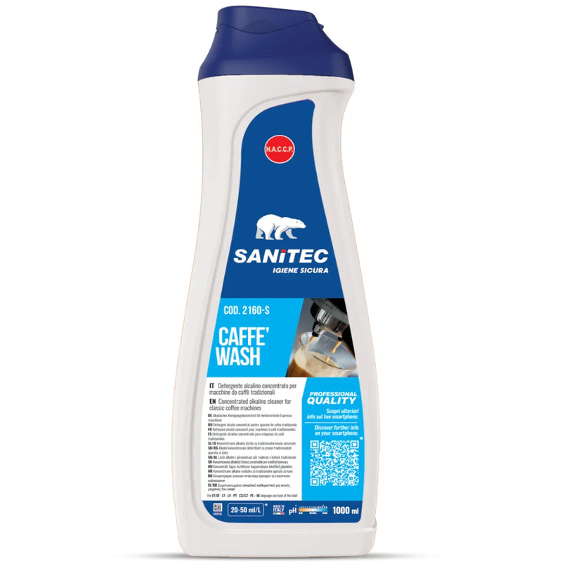 Garrafa de 1000ml de Detergente Limpador Enérgico para Máquinas de Café da marca SANITEC CAFFE WASH