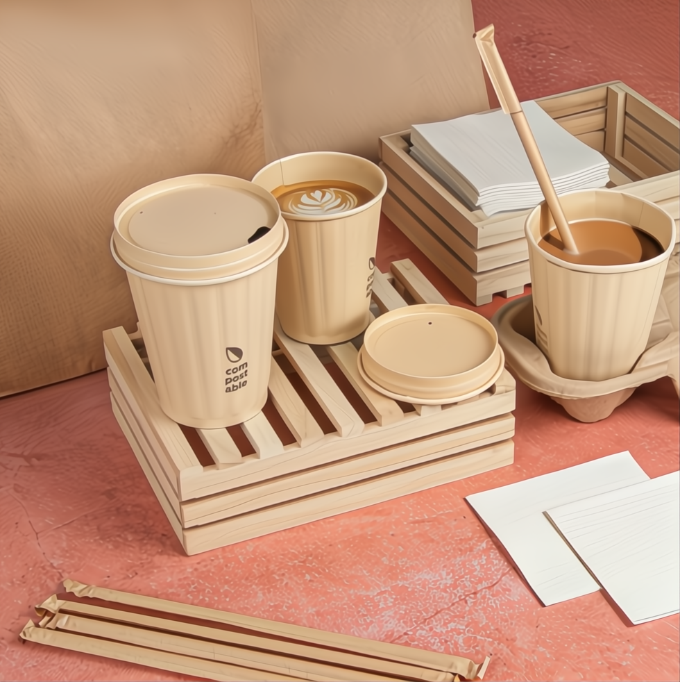 Copos Kraft Texturizados Bebidas Quentes Café Especialidade 200 240 360 480ml Compostáveis biodegradáveis Cafés Garcia de Pou Eventos