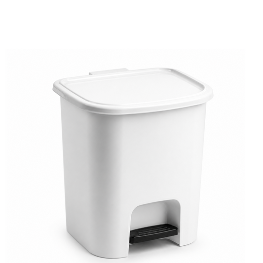 Balde de Lixo com Pedal 7L em Branco, ideal para WC e pequenos escritórios, modelo Delfi Lite BLCP7.