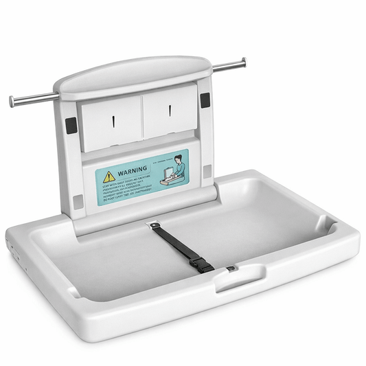 Fraldário Horizontal de Parede aberto, ideal para uso em espaços públicos como restaurantes e hotéis.