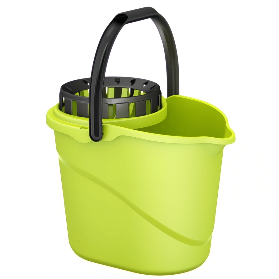 Balde Oval com Espremedor Ergo em verde com design ergonómico e prático, ideal para lavagem de pavimentos.