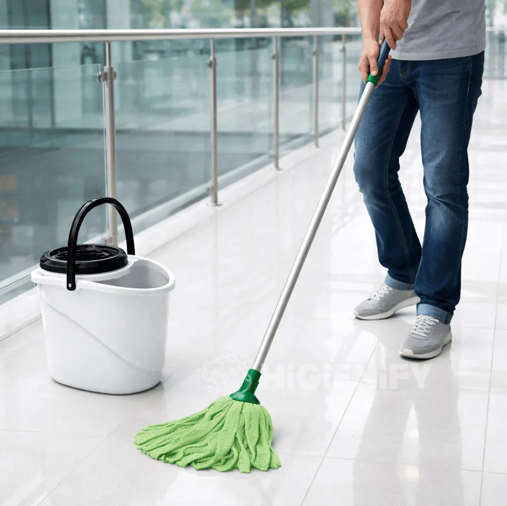 Esfregona Tiras Microfibras Verde Profissional Alta Qualidade Empresas