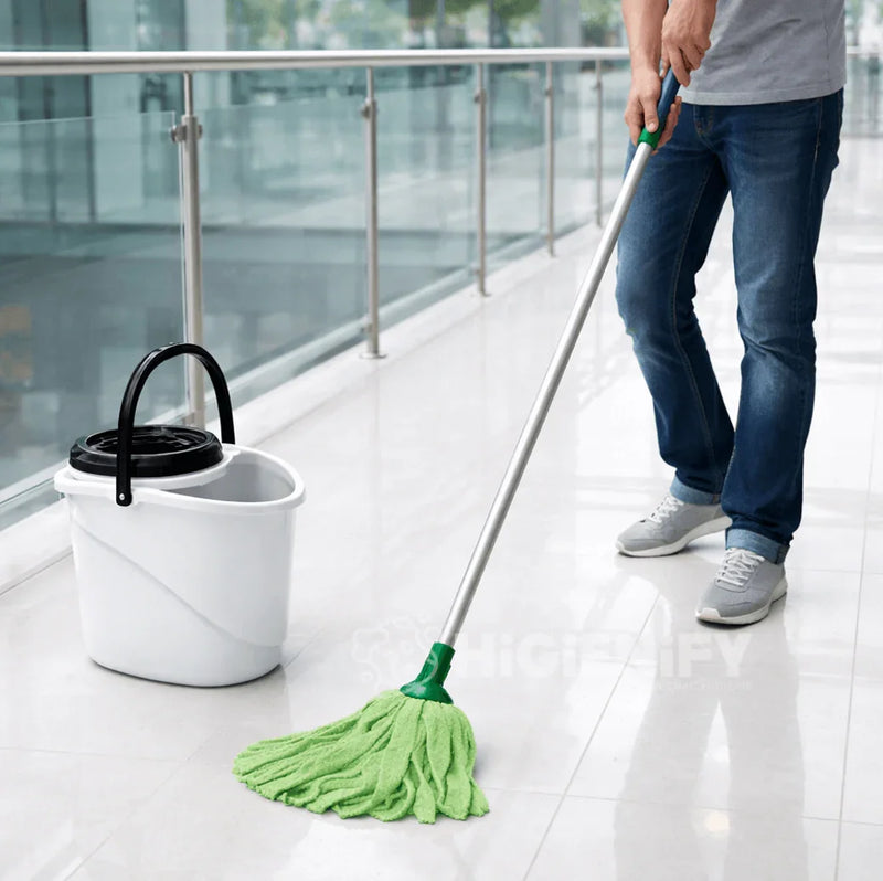 Esfregona Tiras Microfibras Verde Profissional Alta Qualidade Empresas