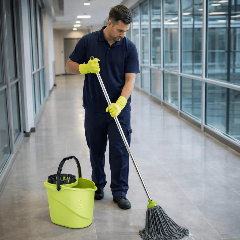 Esfregona Microfibras Preta Escura Profissional Empresas Limpeza Pavimentos Piso Chão