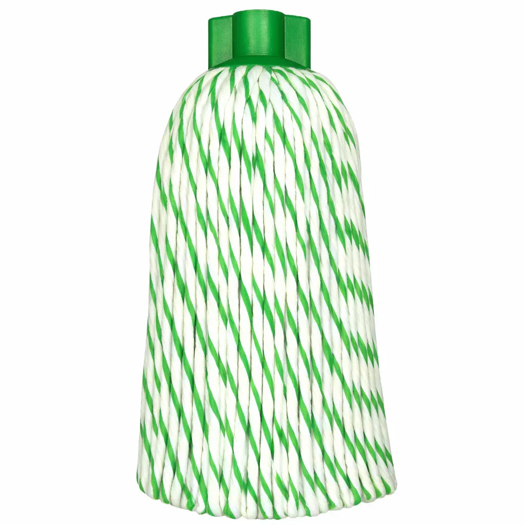 Esfregona Microfibra+Algodão Pro, recarga profissional de alta performance, têxtil com verde e branco.