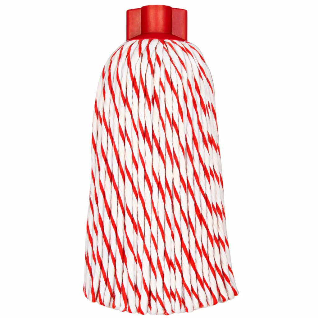 Esfregona Microfibra+Algodão Pro com design em vermelho e branco, ideal para limpeza profissional e uso intensivo.
