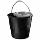 Balde Redondo com Espremedor 10L em plástico preto, ideal para limpezas pontuais e domésticas.