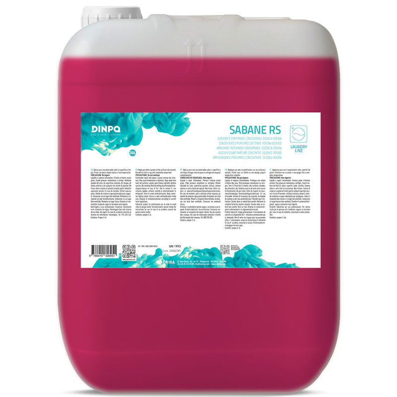 Amaciador de Roupa Industrial Concentrado 20 Litros da marca Dinpq Sabane RS, em embalagem de 20 litros.