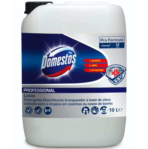 DOMESTOS PRO LIX DET Lixivia com Detergente Profissional Desinfetante Clorado Garrafão 10L Empresas  