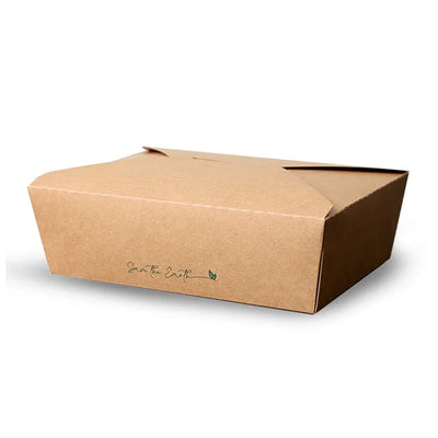 Caixa Take Away Plana 1490ml com fecho, embalagem ecológica para take away em restaurantes.