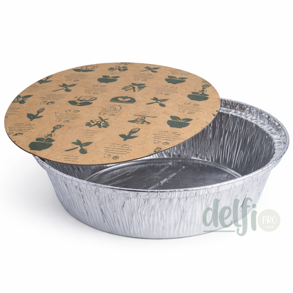 Embalagem Alumínio Redonda 1420ml Take Away Comida Restaurante Churrasqueira