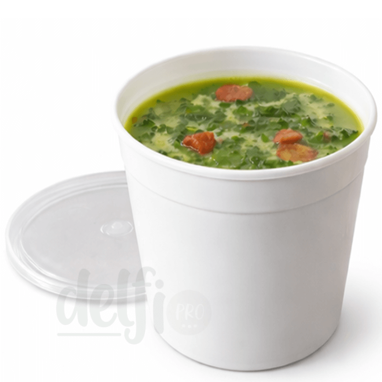 Embalagem Redonda Sopa 1000ml Take Away com Tampa Plástico PP Descartável Reutilizável Sopeira Restaurante Churrasqueira